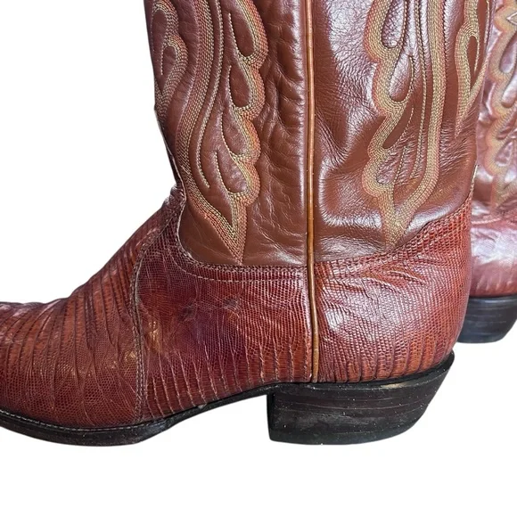 Tony Lama Men’s Sz 11D 8540 Brown Tan Exotic Leather Lizard Western Cowboy Boots - Picture 11 of 16